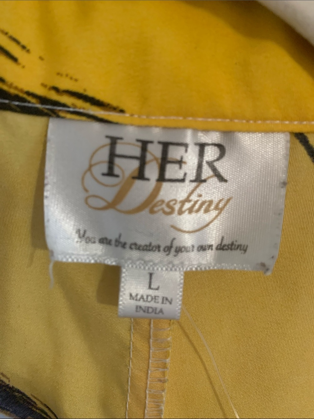 HER DESTINY Button-Front Lemon Print Shirt Dress with Self Tie - Picture 2 of 3